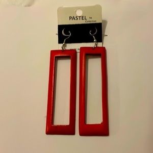 Red wood earrings
